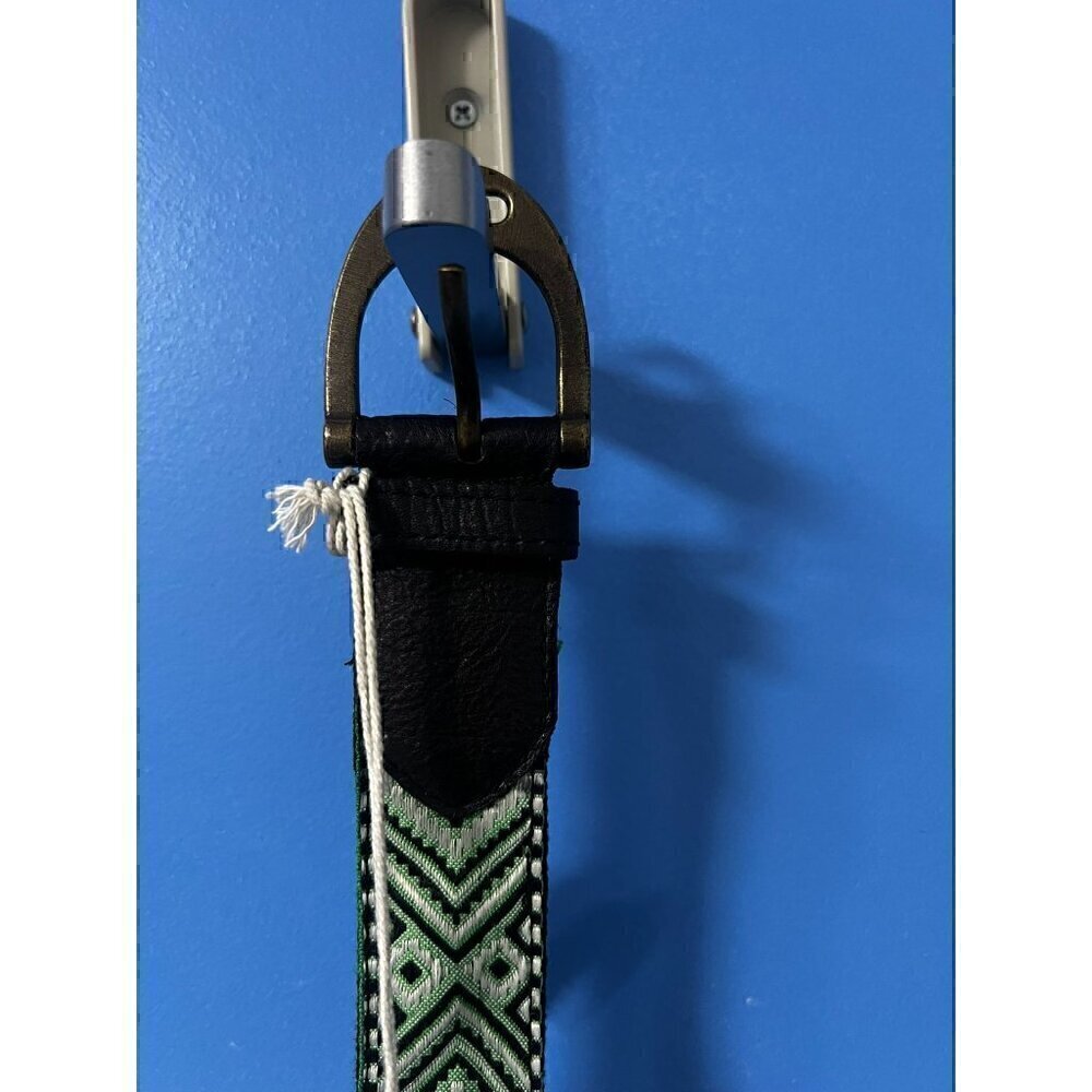 Free People Women Handmade Woven Cotton & Leather Belt With Geometric Pattern, - Picture 3 of 6